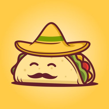Sombrero logo şablonu takan taco.