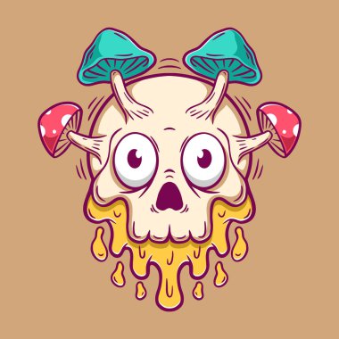 Kafatası ve mantar vektör çizimi