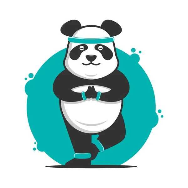 Dibujos Animados Panda Haciendo Yoga Vector Ilustración — Vector de stock