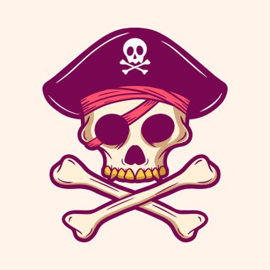 Çizgi film korsanlarının kafatası maskotu