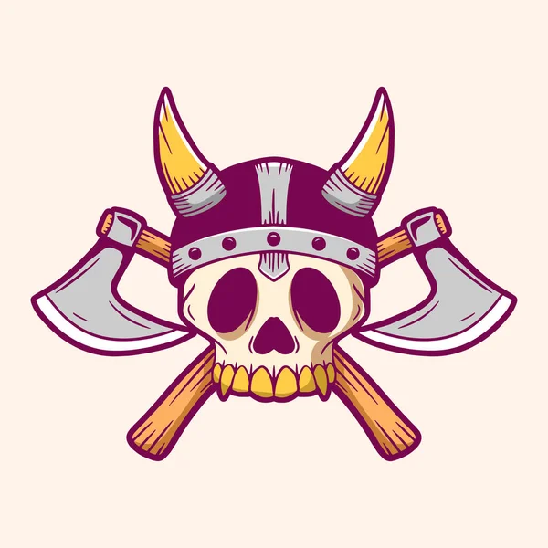 Cartoon Viking Skull Mascot — Stock Vector