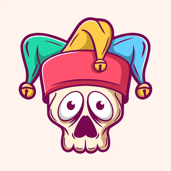 Funny Jester Skull Cartoon Vector — Stock Vector