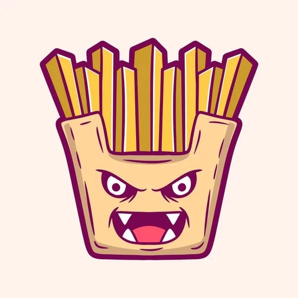 Monster French Fries Cartoon — Stock Vector