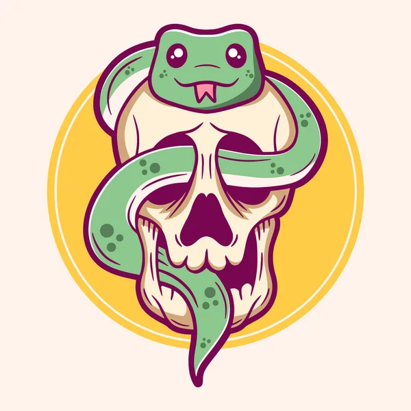 Cráneo Lindo Dibujos Animados Serpiente — Vector de stock