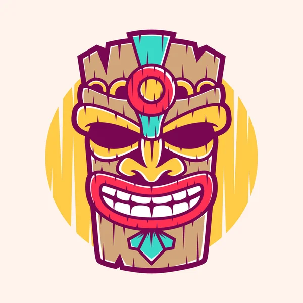 Divertido Tiki Máscara Vector Dibujos Animados — Vector de stock