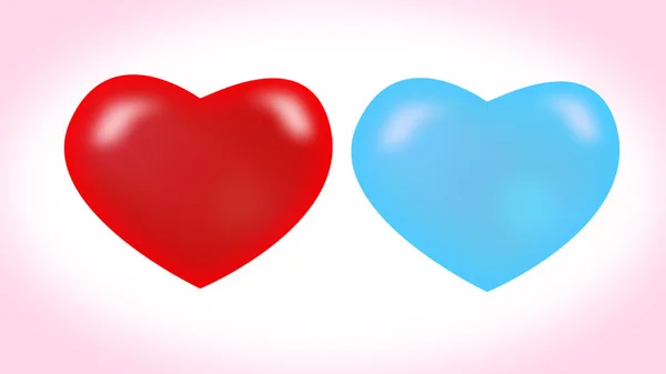 Corazones azules y rojos — Vector de stock