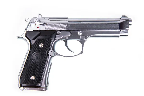 Silberne Handfeuerwaffe isoliert — Stockfoto