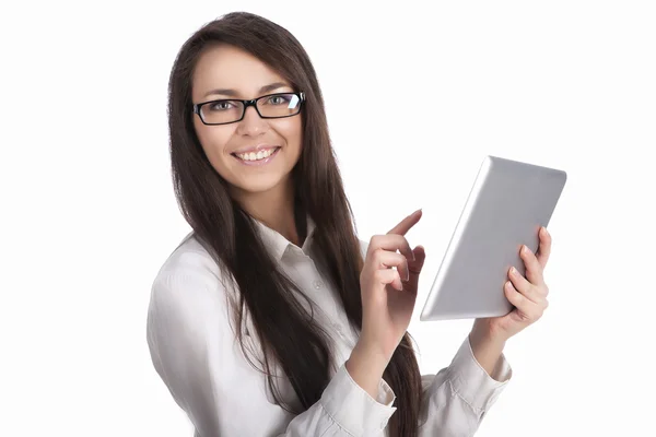 Girl and pad — Stock Photo, Image