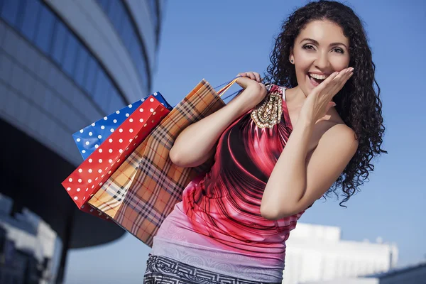 Girl happy shopping — Stock Photo, Image