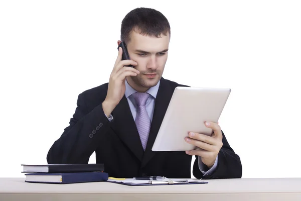 Hombre de negocios serio con almohadilla —  Fotos de Stock