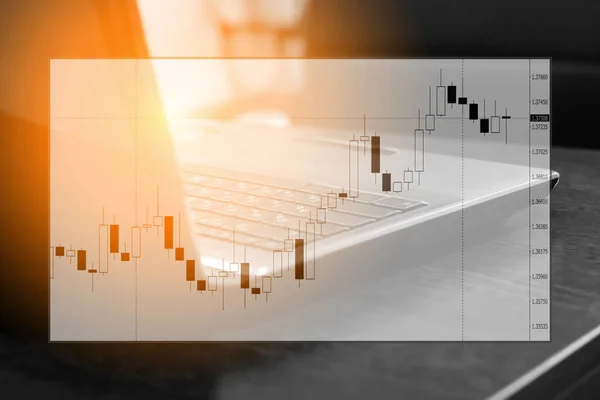 Gráfico Com Preço Par Moedas Libra Dólar Fundo Notebook — Fotografia de Stock