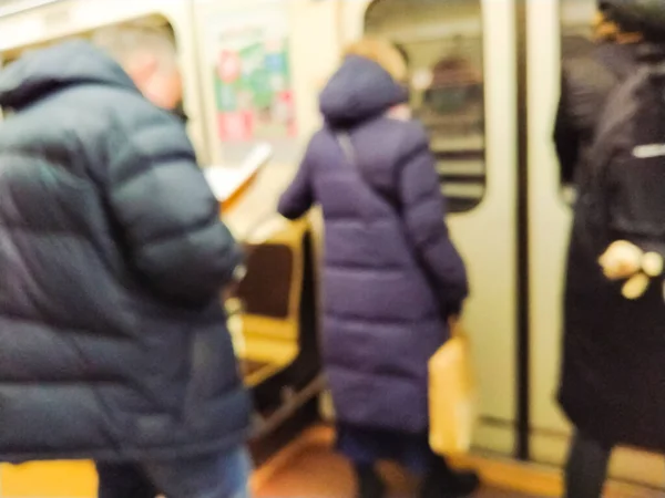 Photo Floue Personnes Dans Train Métro — Photo