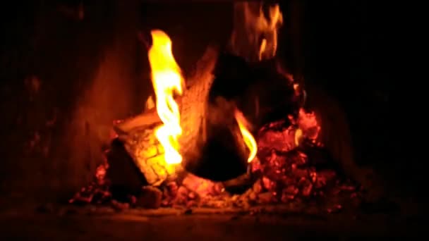 Vidéo Floue Feu Dans Cheminée Concept Chauffage Par Temps Froid — Video