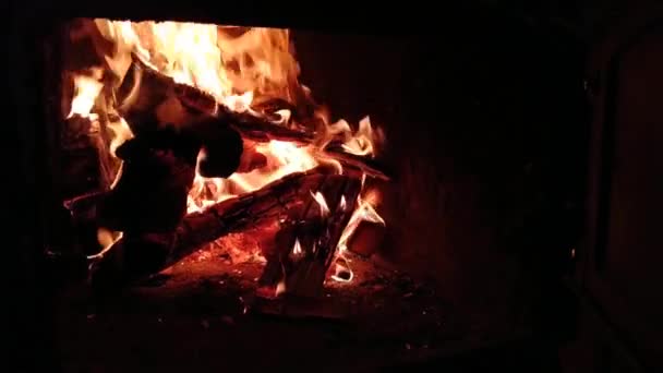 Video Incendio Domestico Freddo Concetto Atmosfera Villaggio — Video Stock