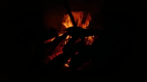 Relaxing Video Warm Cozy Burning Fire Brick Fireplace Winter Holiday — Stock Video