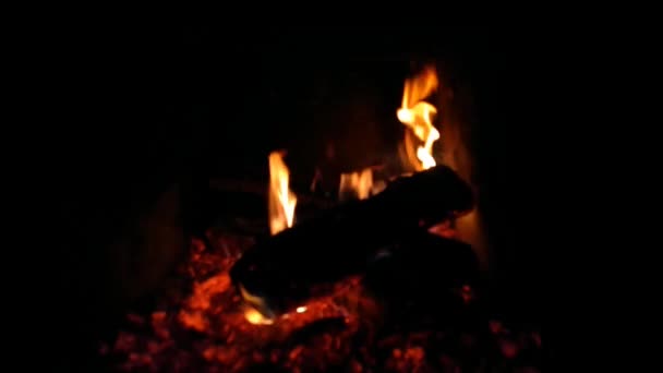 Fuego Natural Estufa Invierno — Vídeos de Stock