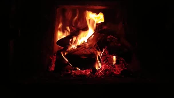 Relaxační Oheň Krbu Zimní Noci — Stock video