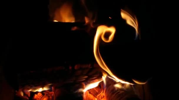 Fuego Relajante Estufa Enero Después Del Nuevo Año — Vídeo de stock