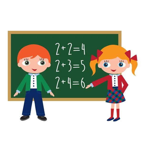 Schoolboy and schoolgirl — Stock Vector