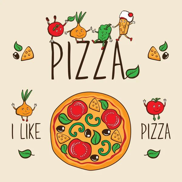 Pizza achtergrond voor pizzeria — Stockvector