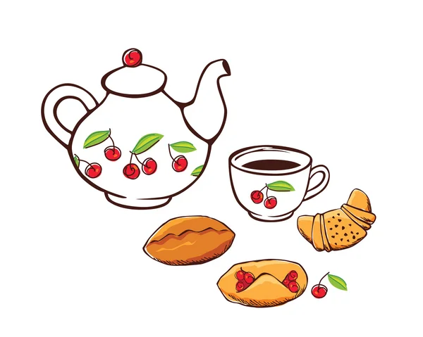 Té y pasteles — Vector de stock