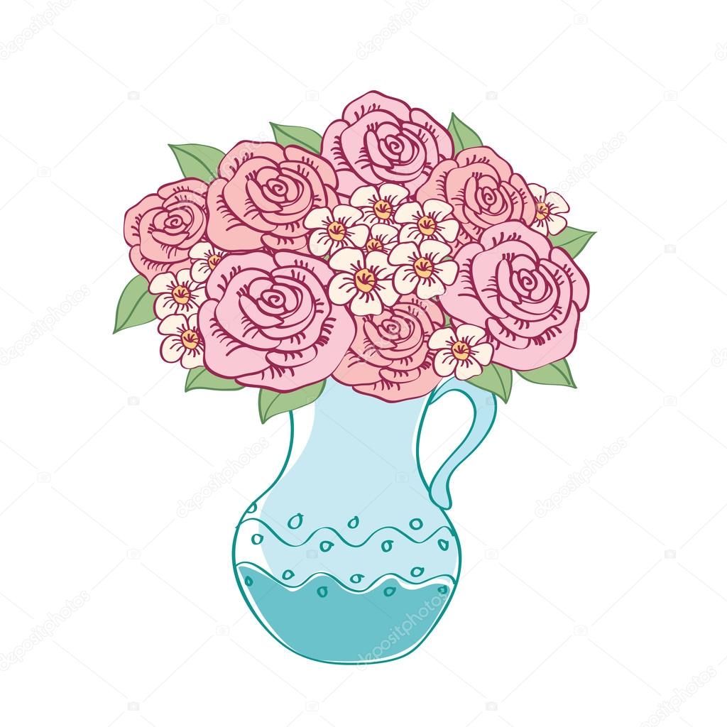 Bouquet of roses. Vector illustration.