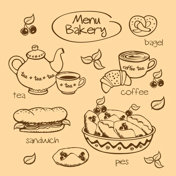 Piekarnia menu. Ilustracja wektorowa. — Wektor stockowy