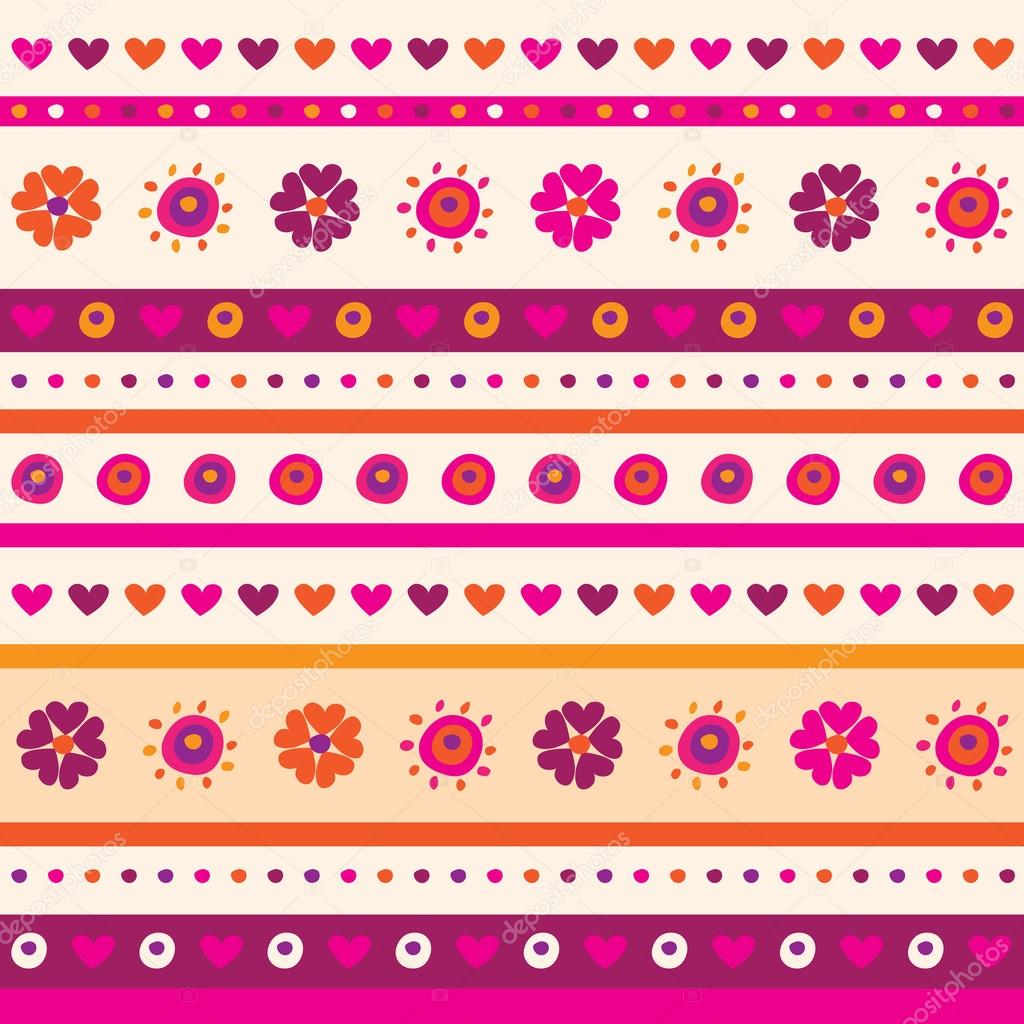 Seamless pattern. Flowers and hearts.