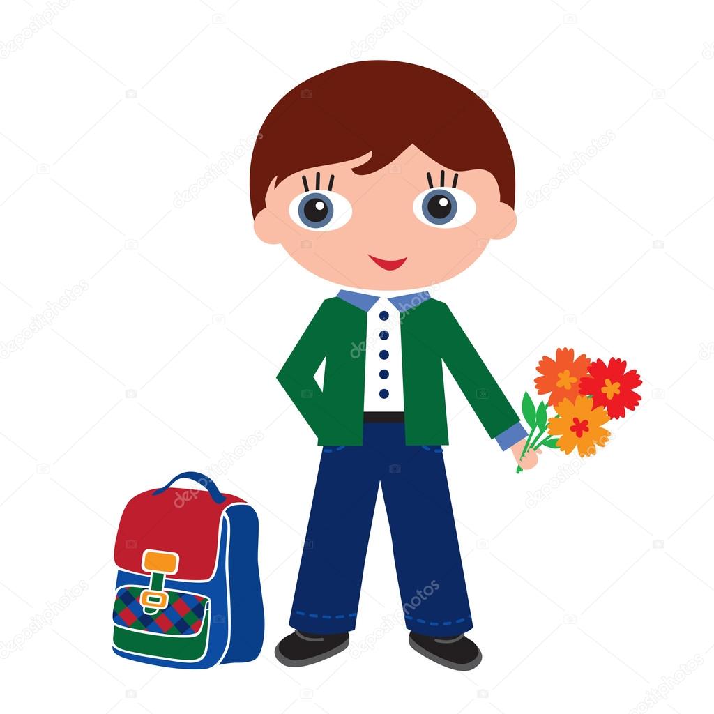 Schoolchildren with schoolbags. Back to school. Vector illustration.