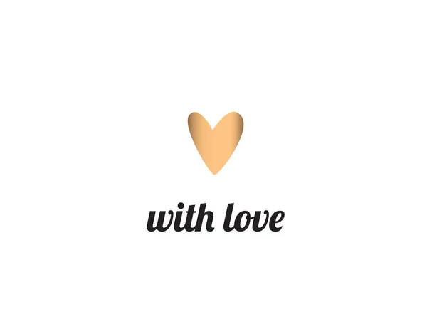 Cartão Saudação Simples Com Coração Dourado Para Dia Dos Namorados — Vetor de Stock