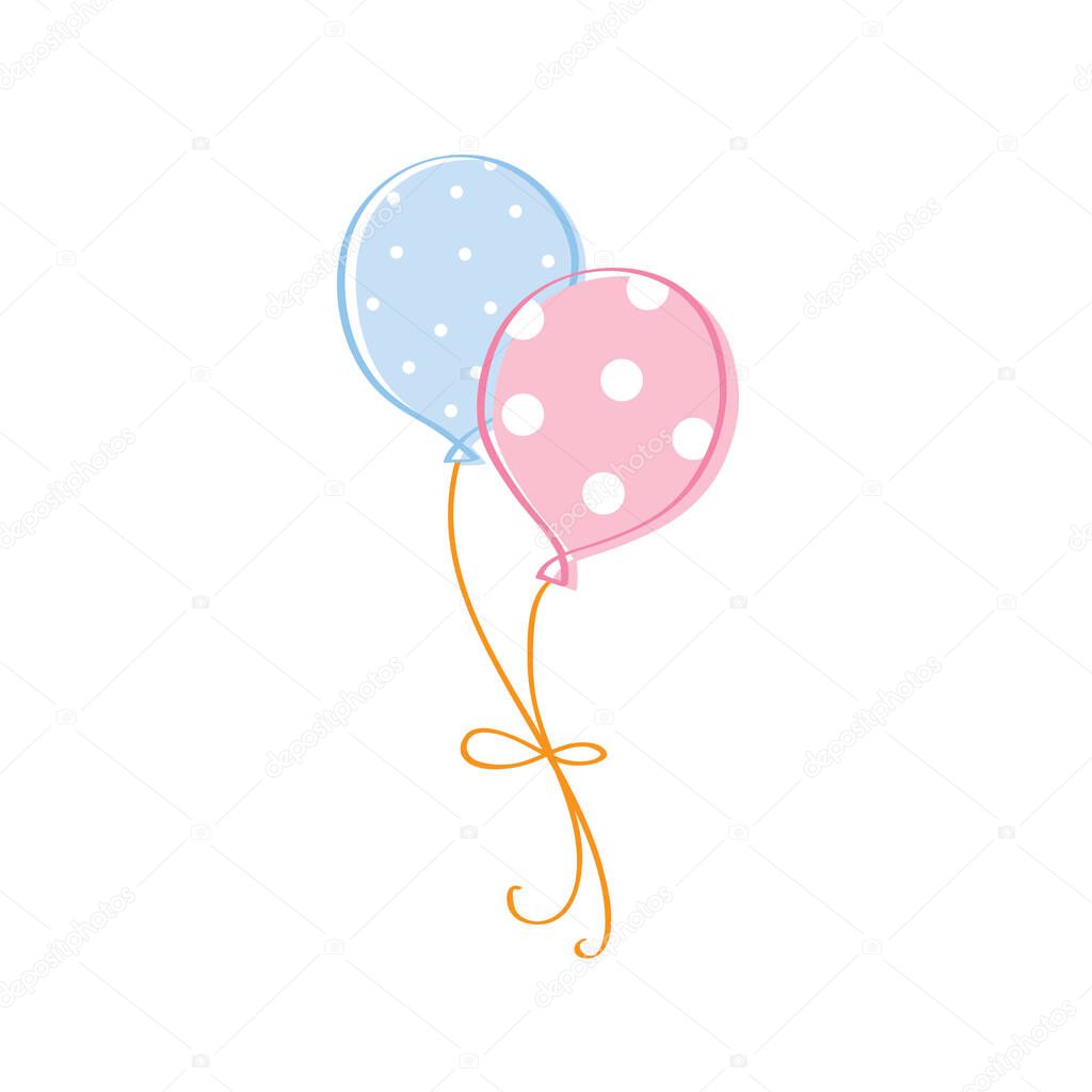  Hand drawn balloons for kids birthday greeting cards, invitations. Vector illustration.