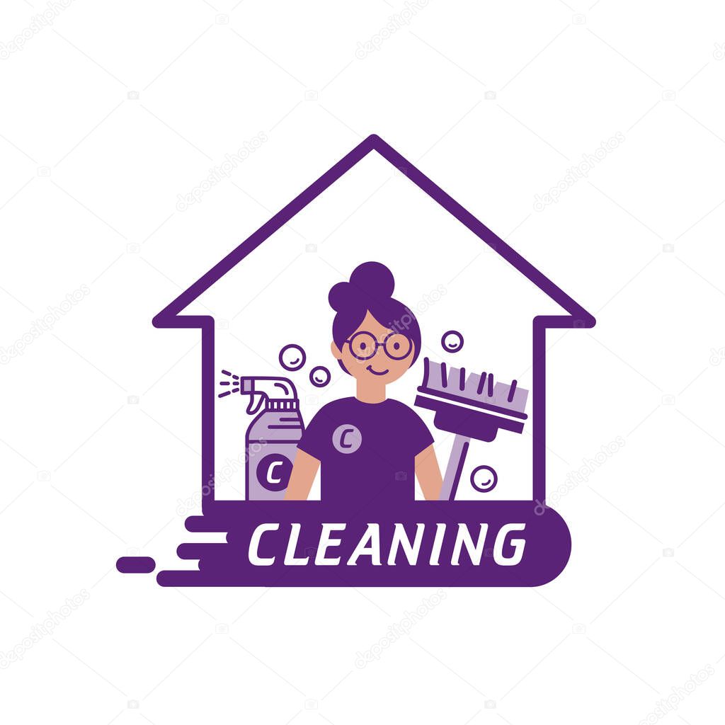 Cleaning service. Women Maid icon. Vector illustration.