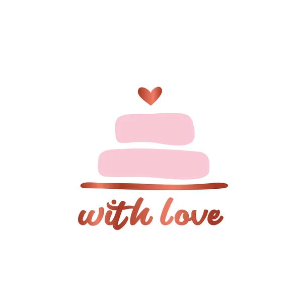 Düğün Doğum Günü Sevgililer Günü Için Basit Bir Pasta Kalp — Stok Vektör