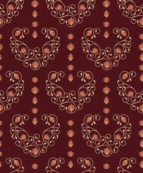 Élégants Motifs Floraux Sans Couture Luxe Avec Des Cœurs Des — Image vectorielle