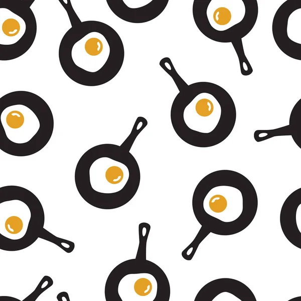 Lindo Patrón Sin Costuras Con Huevos Fritos Para Café Menú — Vector de stock