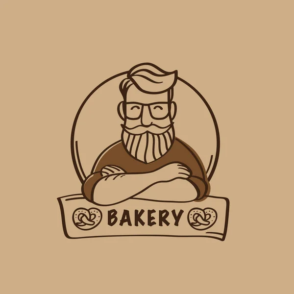 料理長のシンボルやロゴ レストラン パン屋食品のコンセプト 手描きの要素 ベクトル — ストックベクタ