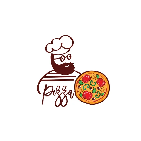 Chief Kok Cap Symbool Logo Voor Pizzeria Restaurant Voedselconcept Met — Stockvector