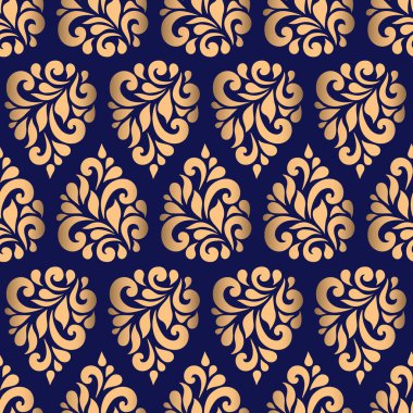 Tekstil, kumaş imalatı, duvar kağıdı, kapaklar, yüzey, baskı, hediye paketi, koleksiyon defteri için kusursuz altın desen. Vektör.