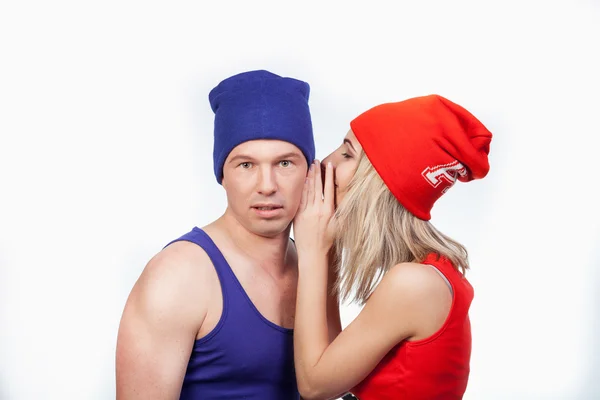 kız arkadaşı ile şaşırmış adam