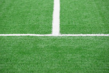 Futbol alanı ayrıntı ile beyaz çizgiler