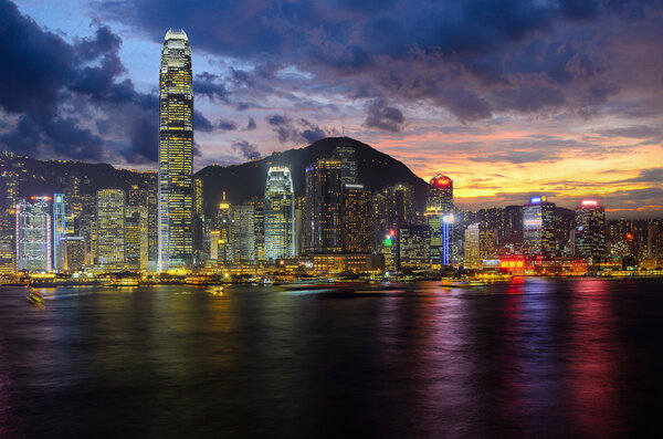 Hong Kong Harbour at sunset