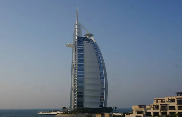 Widok Luksusową Plażę Dubaju Burj Arab Października 2021 Roku Dubaju — Zdjęcie stockowe