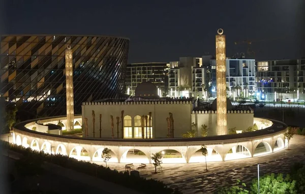 Mezquita Iluminada Por Noche Dubai — Foto de Stock