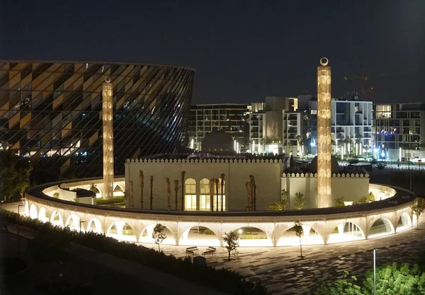 Mosquée Illuminée Nuit Dubaï — Photo