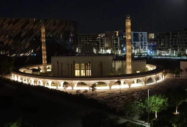 Dubai Emiratos Árabes Unidos Octubre 2021 Mezquita Iluminada Por Noche — Foto de Stock