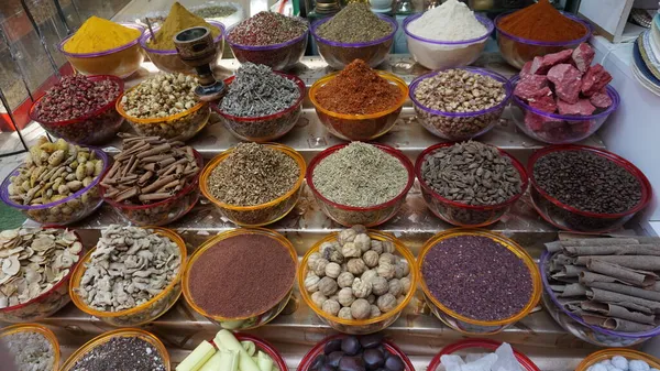 Spezie Condimenti Sfusi Vendita Nel Mercato Della Parte Vecchia Dubai — Foto Stock