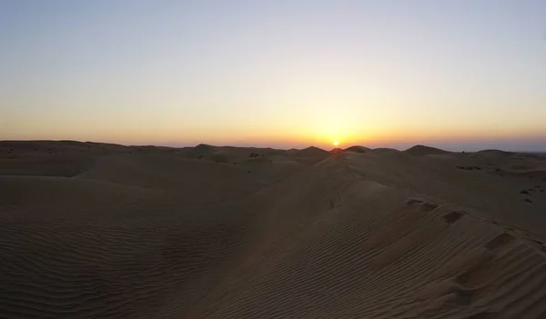 Prachtige Zonsondergang Woestijn Duinen Van Dubai Verenigde Arabische Emiraten — Stockfoto