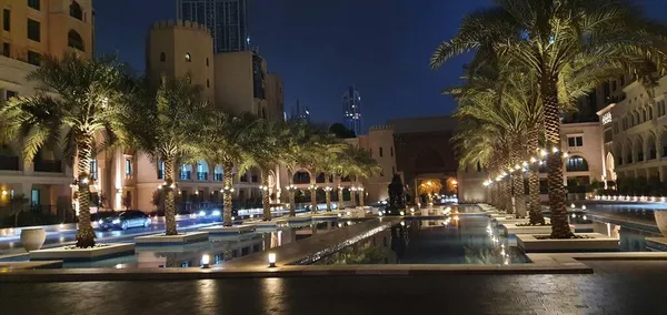 Dubaj Spojené Arabské Emiráty Října 2021 Dubajská Noční Obloha Výhled — Stock fotografie