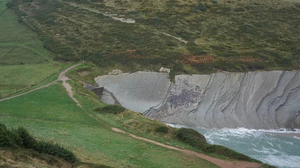 Vistas Del Flysch Zumaia País Vasco Día Nublado Lluvioso Otoño — Foto de Stock