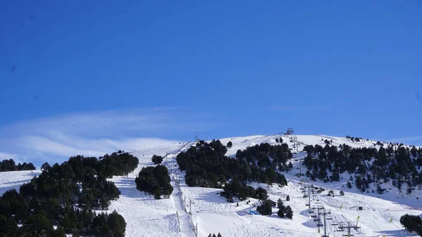 Imagens Nevadas Das Montanhas Pistas Esqui Andorra Dezembro 2021 — Fotografia de Stock